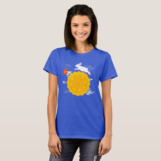 Midherfstfestival Mooncake Jumping Moon Rabbit T-shirt (Voorkant volledig)