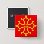 Midi-Pyreneeën, Franse vlag Vierkante Button 5,1 Cm (Voorkant /achterkant)