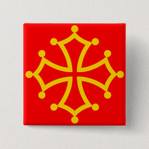 Midi-Pyreneeën, Franse vlag Vierkante Button 5,1 Cm