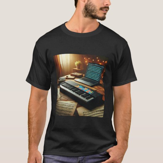 MIDI-toetsenbordcontroller - Synthesizer Retro T-shirt (Voorkant)