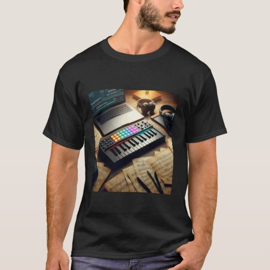 MIDI-toetsenbordcontroller - Synthesizer Retro T-shirt (Voorkant)