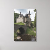 Midieval Castle by a Stream Canvas Afdruk (Voorkant)
