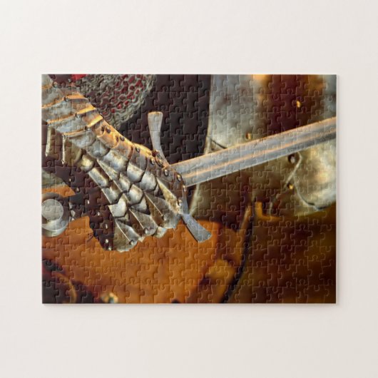 Midieval Knight in Metal Armor met ijzerzwaard Legpuzzel (Horizontaal)