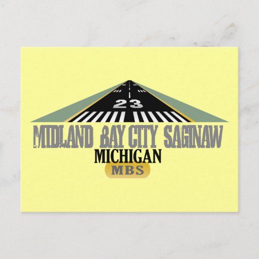 Midland Bay City Saginaw MI - luchthaven Briefkaart (Voorkant)