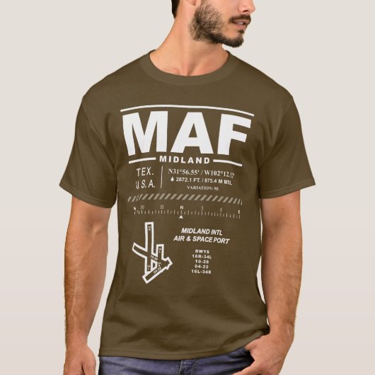 Midland International Air & Space Port MAF T-shirt (Voorkant)