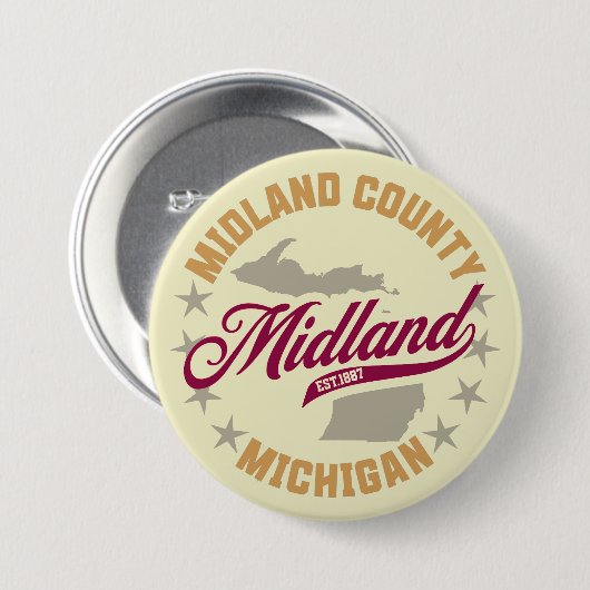 Midland, Michigan Ronde Button 7,6 Cm (Voorkant /achterkant)