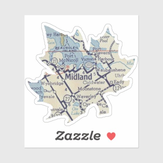 Midland op kaart sticker (Vel)