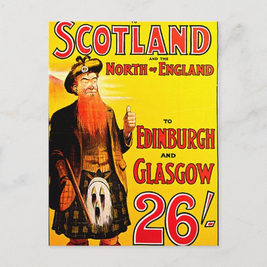 Midland Railway Scotland Bagpipe Kilt Travel Art Briefkaart (Voorkant)