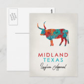 Midland Texas Colorful Longhorn Briefkaart (Voorkant / Achterkant)