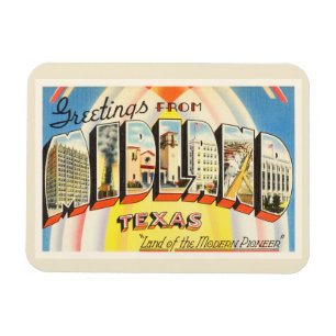 Midland Texas TX Old Vintage Travel Souvenir Magneet