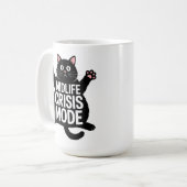 Midlife Crisis Mode Fat Black Cat Humor Koffiemok (Voorkant links)