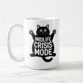 Midlife Crisis Mode Fat Black Cat Humor Koffiemok (Links)