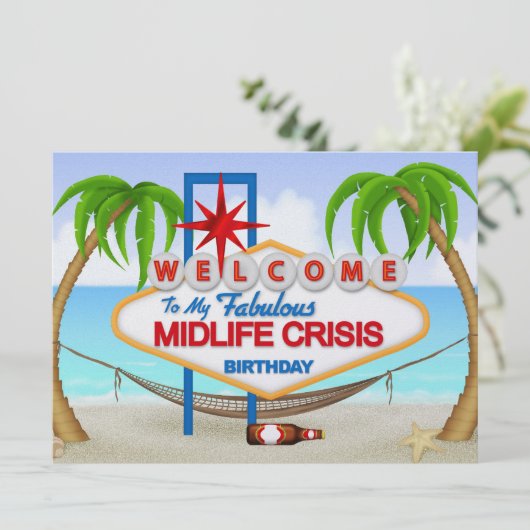 Midlife Crisis Verjaardagsviering - SRF Kaart (Staand voorkant)
