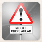 Midlife crisis waarschuwing. kartonnen onderzetters (Voorkant)
