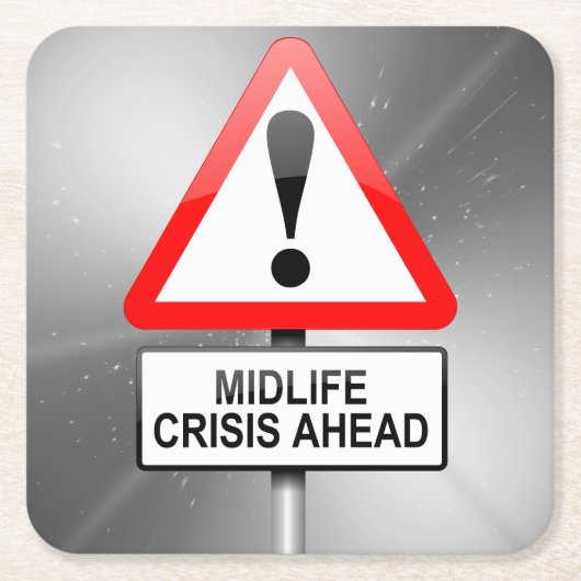 Midlife crisis waarschuwing. kartonnen onderzetters (Voorkant)