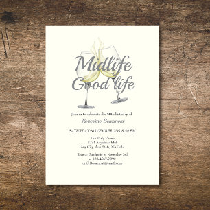 Midlife Good Life Elegant wijnglas 50e verjaardag Kaart