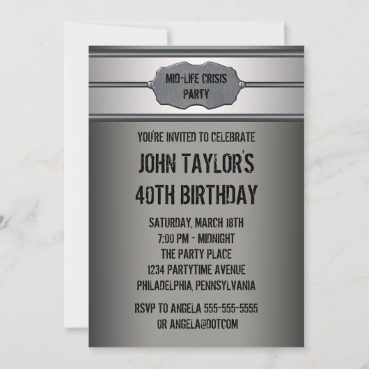 Midlifecrisis betekent 40e verjaardagsfeest kaart (Achterkant)