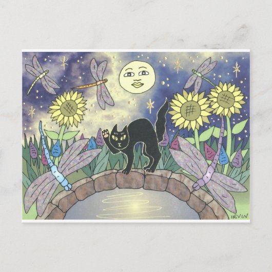 Midnacht in de tuin van de libellen briefkaart (Voorkant)