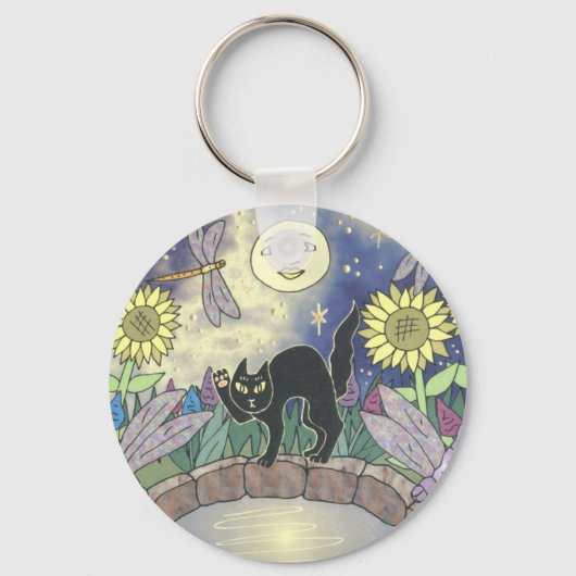 Midnacht in de tuin van de libellen sleutelhanger (Voorkant)