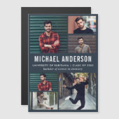 Midnight 6 Photo Chalkboard Afstuderen aankondigin Magnetische Uitnodiging (Voorkant / Achterkant)