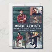 Midnight 6 Photo Chalkboard Afstuderen aankondigin Magnetische Uitnodiging (Voorkant)