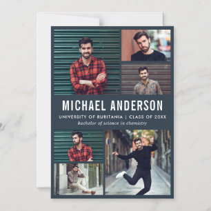 Midnight 6 Photo Chalkboard Afstuderen aankondigin Magnetische Uitnodiging