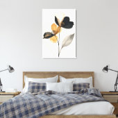 Midnight & Amber Bloom: Modern Minimalist Botanica Canvas Afdruk (Insitu (Slaapkamer))