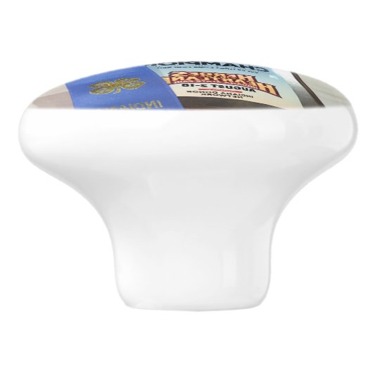 Midnight Ameraucana Champion Chicken knob pull BW Keramische Knop (Zijkant)