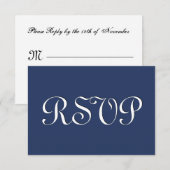 Midnight and White RSVP Wedding Response S244 Kaartje (Voorkant / Achterkant)