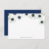 Midnight Anemone | Bloemenbruiloft Notitiekaartje (Voorkant / Achterkant)