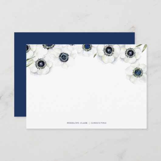 Midnight Anemone | Bloemenbruiloft Notitiekaartje (Voorkant / Achterkant)