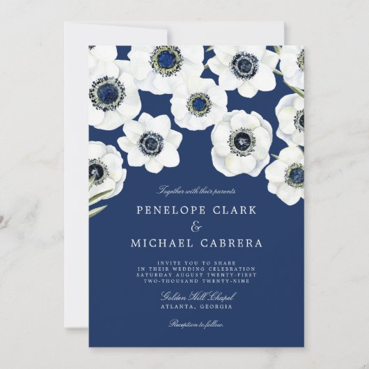 Midnight Anemone bruiloft Kaart (Voorkant)