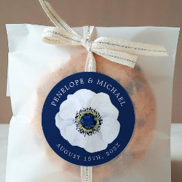 Midnight Anemone | De trouwdatum opslaan Ronde Sticker