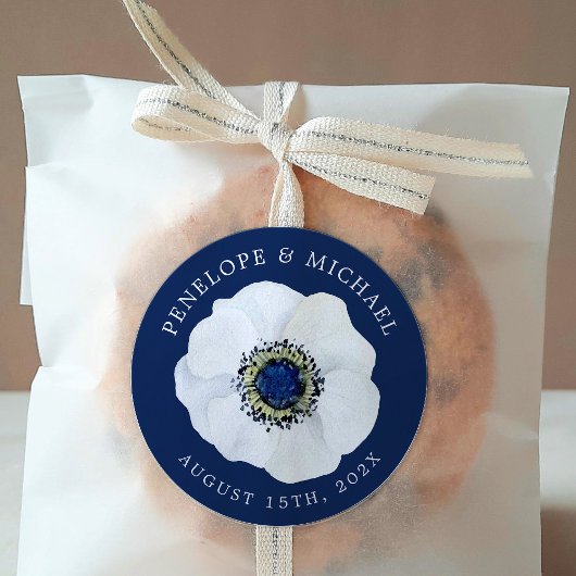 Midnight Anemone | De trouwdatum opslaan Ronde Sticker