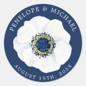 Midnight Anemone | De trouwdatum opslaan Ronde Sticker (Voorkant)