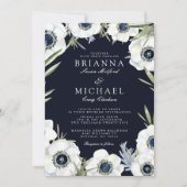 Midnight Anemone Floral Wedding Kaart (Voorkant)