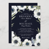Midnight Anemone Floral Wedding Kaart (Voorkant / Achterkant)