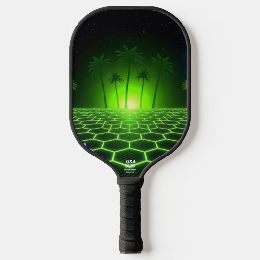 Midnight Arcade Neon Lime Groen Professioneel Pickleball Paddle (Voorkant)
