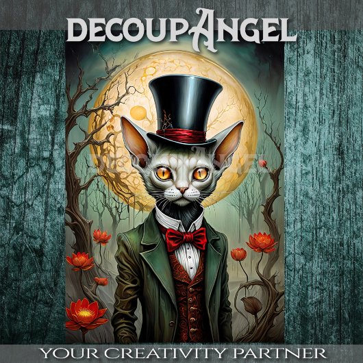 Midnight Aristocat Decoupage Tissuepapier