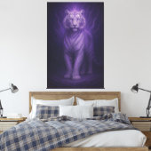 Midnight Aura White Tiger – Mystic Power Canvas Afdruk (Insitu (Slaapkamer))