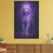Midnight Aura White Tiger – Mystic Power Canvas Afdruk (Insitu (Woonkamer))