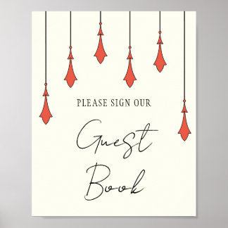 Midnight Autumn Wedding Guest Book Sign Poster