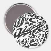 "Midnight" B&W Abstract Magneet (Voorkant / Achterkant)