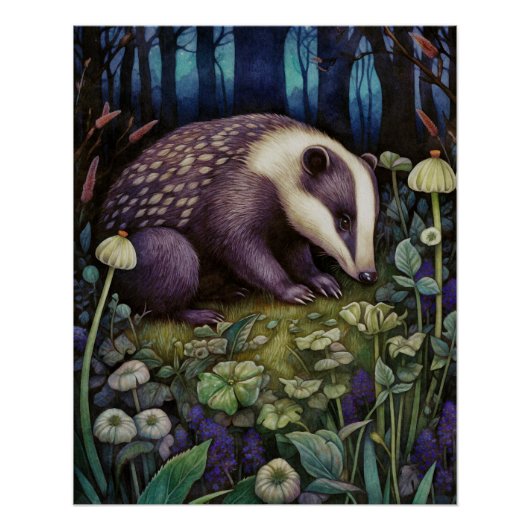 Midnight Badger Glossy Poster (Voorkant)