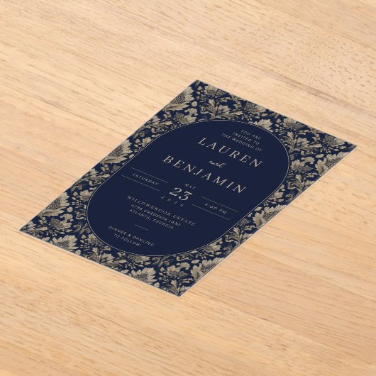 Midnight Baroque Wedding Acryl Uitnodigingen (Laagn)