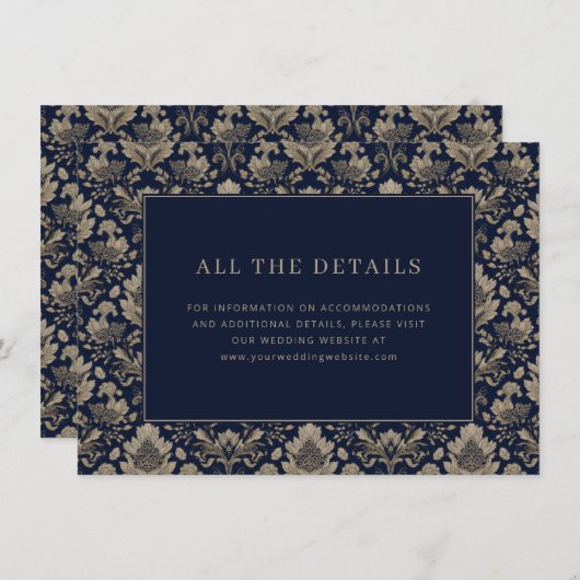 Midnight Baroque Wedding Informatiekaartje (Voorkant / Achterkant)