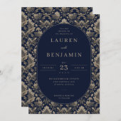 Midnight Baroque Wedding Kaart (Voorkant / Achterkant)