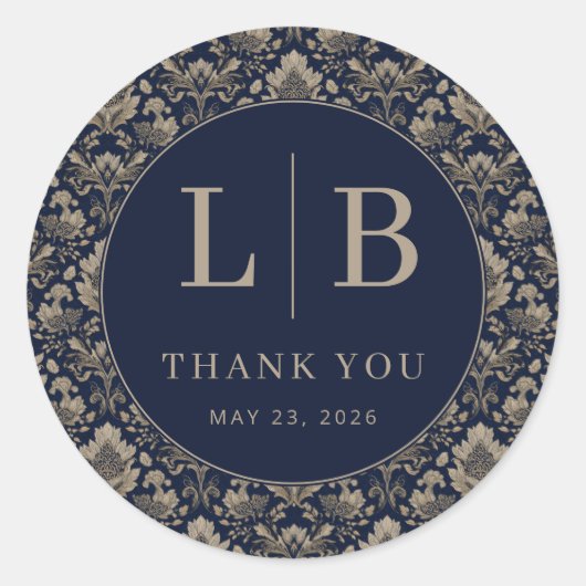 Midnight Baroque Wedding Ronde Sticker (Voorkant)