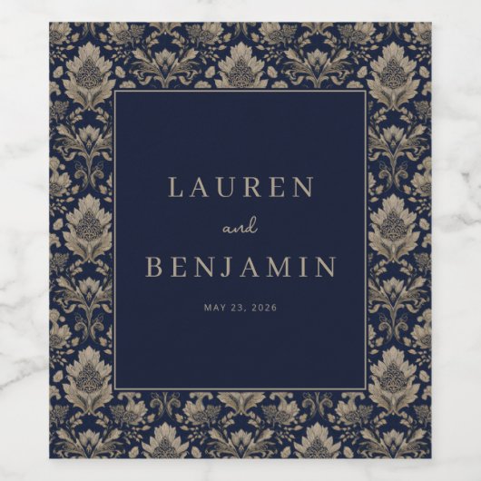 Midnight Baroque Wedding Wijn Etiket (Enkel label)