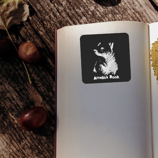 Midnight Bear Cub Book Stticker Vierkante Sticker